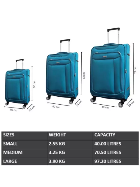 Léger Sarcelle Valises 4 Roue Baggage Voyage Étuis Tsa Souple Cabine Nylon Sac 2