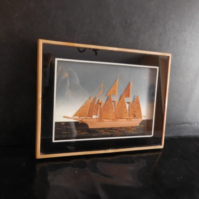 Handmade Art Deco Sailing Boat Frame Board PN France N2832 7