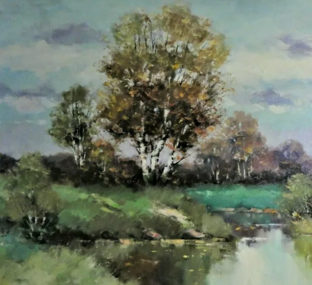Otto WILD (1898-1971) TOP-Heide-Gemälde: LANDSCHAFTS-PARTIE MIT BIRKEN AM TEICH