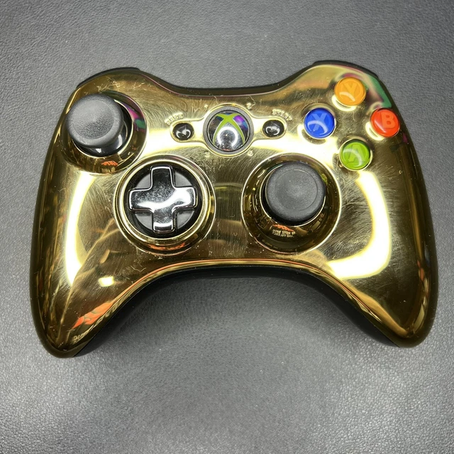 Microsoft XBOX 360 OEM Wireless Controller Gold Chrome 1403 Tested Working Microsoft XBOX 360 OEM Wireless Controller Gold Chrome 1403 Tested Working