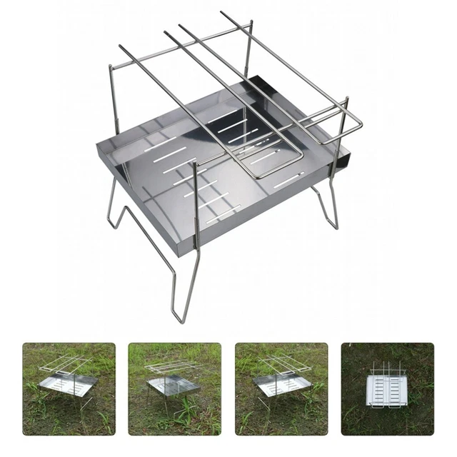 Picknick Grill Holzbefeuerter Grill BBQ-Holzkohlegrill Silver Rostfreier Stahl