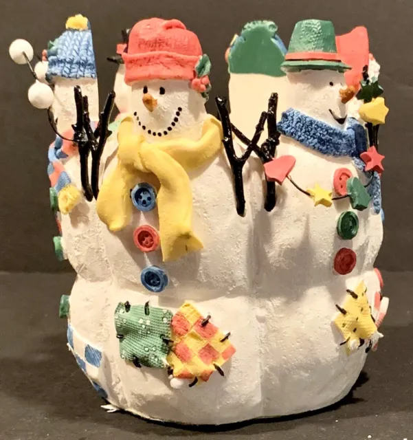 Avon Snowy Folks Votive Candle Holder w/ Box Gift Collection 1998 Snowman Xmas