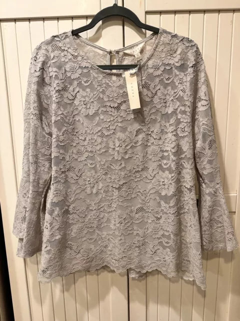 Adiva Lace Bell Sleeve Blouse top Boho Size XL NWT