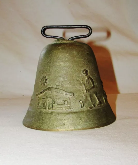 Large Antique Bronze Marked Metabief / Mountain Cow Bell
