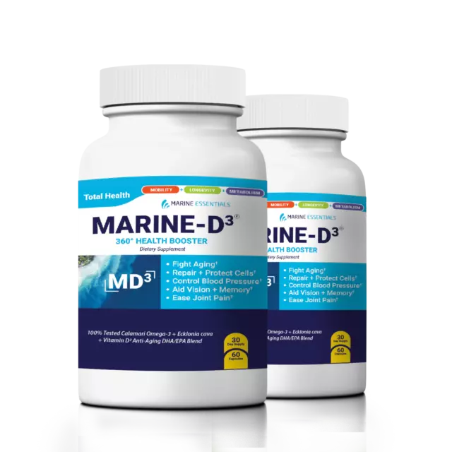 Marine Essentials | Marine-D3 | Anti-Aging | Omega-3 | 2 Bottles (120 Capsules)