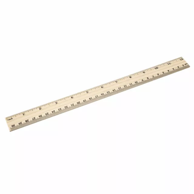 Wood Ruler 30cm 12 Inch 2 Scale Office Rulers Wooden Measuring Ruler 30pcs