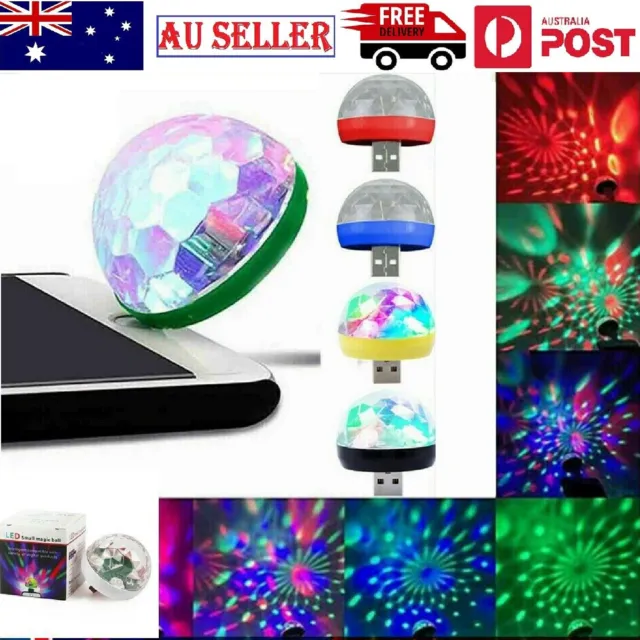 USB Colorful LED Disco Light Mini Portable Crystal Magic Ball Stage DJLamp Green
