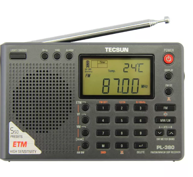 TECSUN PL-380 (Black Color) DSP PLL World Band Radio ENGLISH VERSION