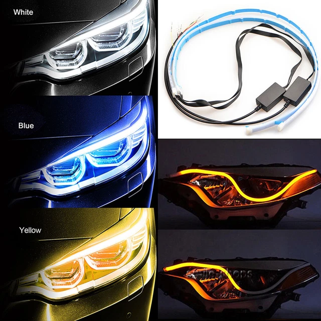 2x 60CM Slim Amber White Headlight Sequential Flexible LED DRL - Foto 9