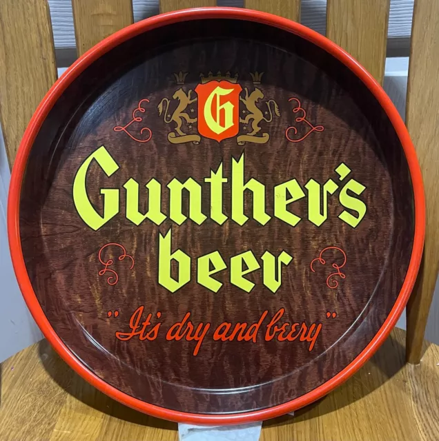 Excellent Condition, Gunther's Baltimore 13" Metal Tin Litho Beer Tray VINTAGE