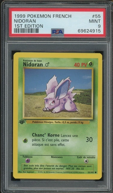 Pokemon Card Nidoran 55/102 Base Set Edition 1 - PSA 9 FR MINT