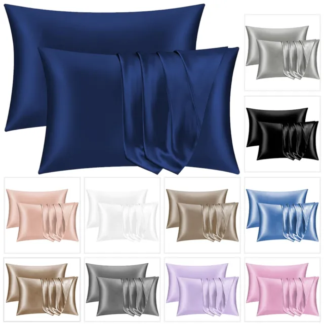 Premium Satin Silk Pillowcases For Hair And Skin Pack of 2 Soft Pillow Covers