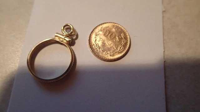 Mexico 1945 Dos Pesos Gold Coin .0482 Troy Oz Gem BU Y 14KT Gold Filled Bezel