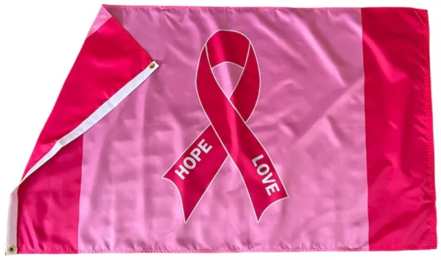 Breast Cancer Awareness Flag  150 x 90cm Hope Love Ribbon Flag 3