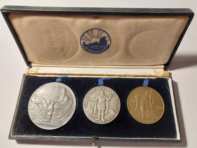 Iceland 10, 5, 2 Kronur Coin Set -  1930 - Althingi - Althing - Original Box