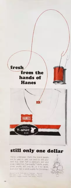 1963 Hanes Underwear Give Men Good Supply For Christmas Vtg Print Ad