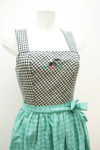 Collection Kraft nero bianco a quadretti con carrello dolce dirndl con grembiule taglia 36