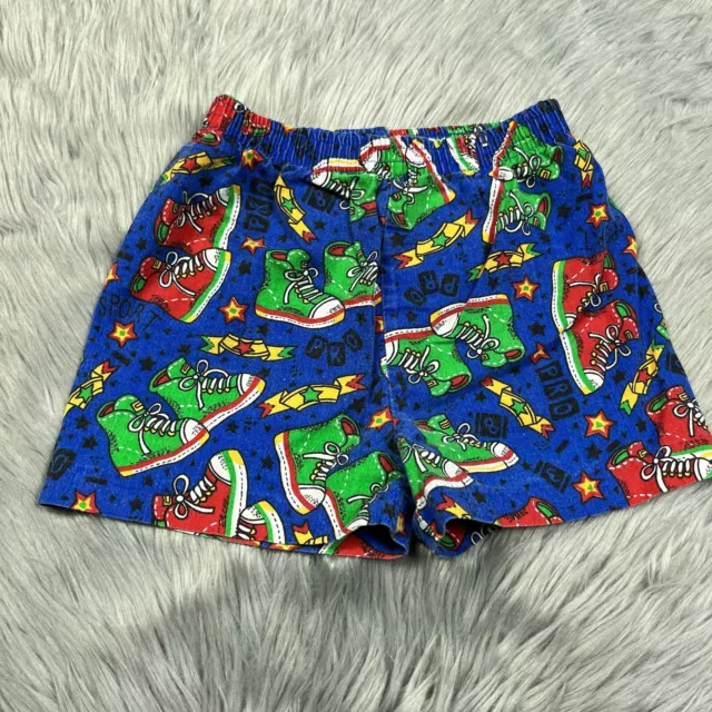Vintage Boys Blue Red Green Sneaker Sport Shorts