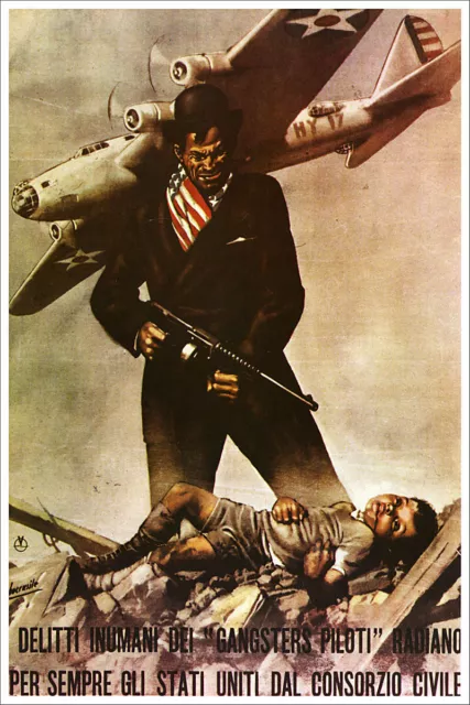 The Cruel Aviator Vintage Italian World War Two WW2 Military Propaganda Poster