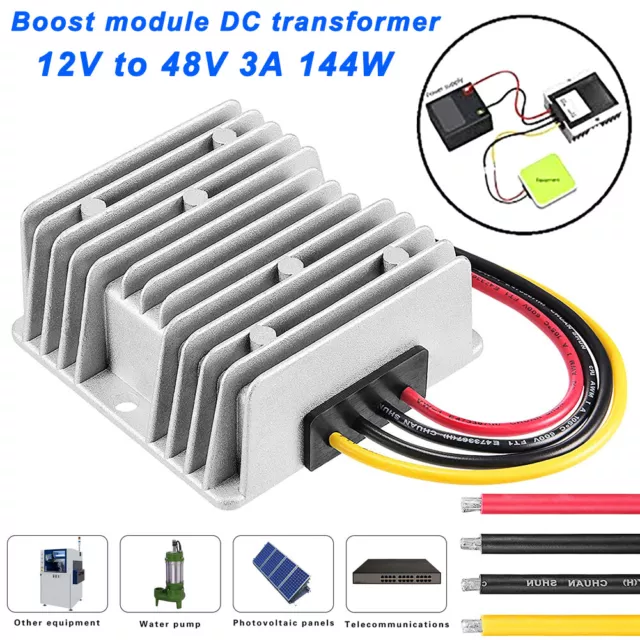 DC 12V to DC 48V 3A 144W Step Up Voltage Converter Power Supply Waterproof AU