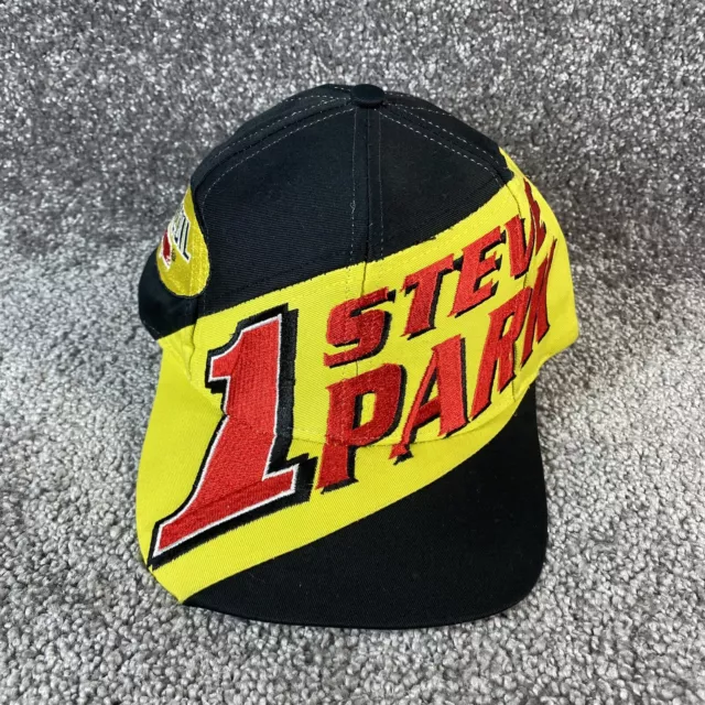 Vintage Steve Park #1 Snapback Hat 90s Nascar Cap Pennzoil Racing Black Yellow