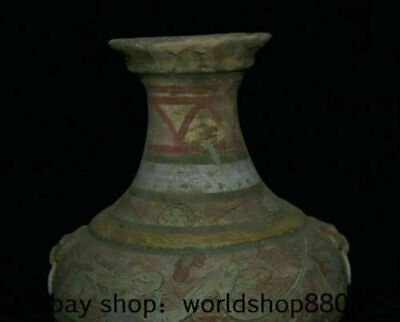 13.4" Old Chinese Painting Ceramics Han Dynasty Dragon Phoenix Bottle Tank Pot 2