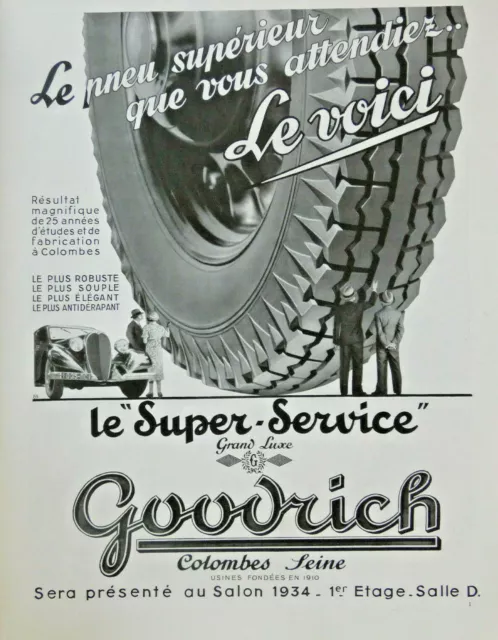 1934 The Super-Service Great Luxury Goodrich Doves Press Advertisement
