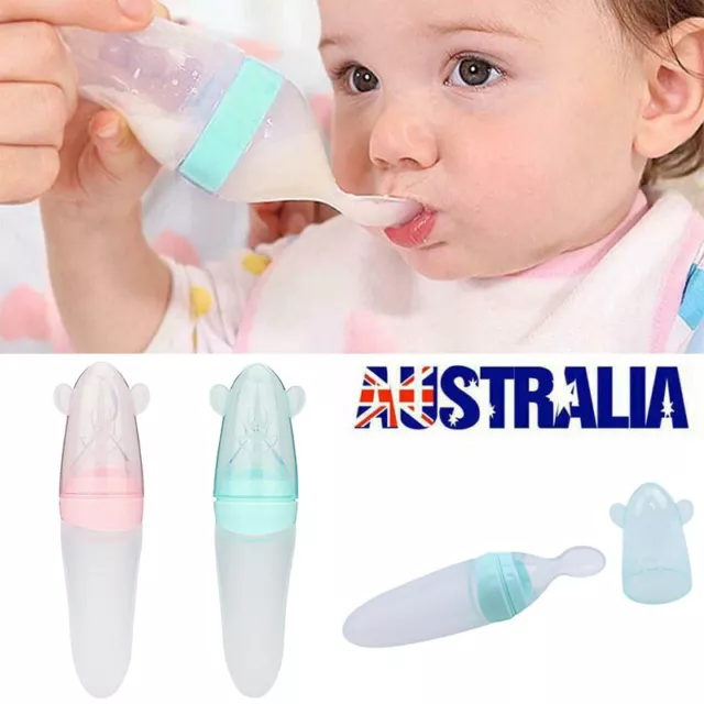 Baby Infant Training Squeeze Feeding Bottle With Spoon Food Rice Cereal Feeder