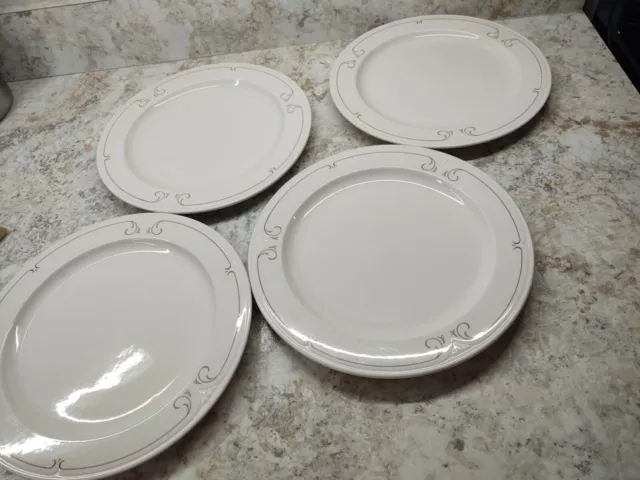 Syracuse China MELROSE PINK LINE Restaurant Ware; 4 - 10 1/2" Dinner Plates 1988