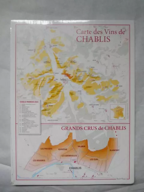 NEW Carte des Vins de Chablis & Grands Crus Poster 30 x 40 cm wine lovers gift