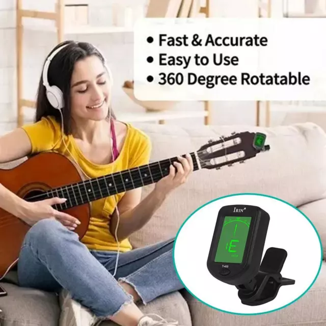 Electric Digital Chromatic LCD Clip-On Tuner For Guitar Ukulele Violin New