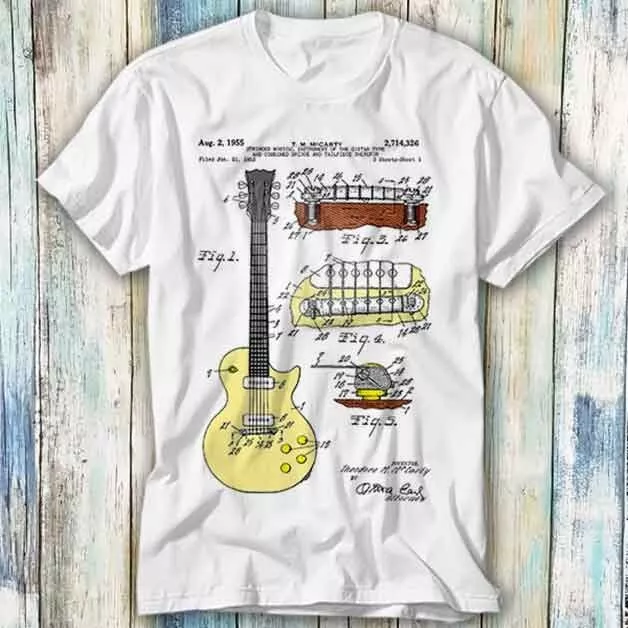 Les Paul 1955 Guitar Gibson Musician Patent T Shirt Meme Gift Top Tee Unisex 452