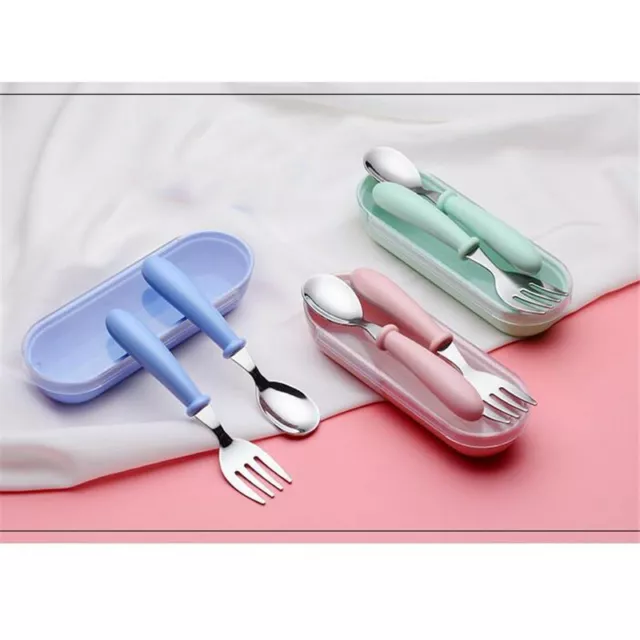 Infant Cutlery Food Feeding Spoon Fork Stainless Steel Baby Tableware  R