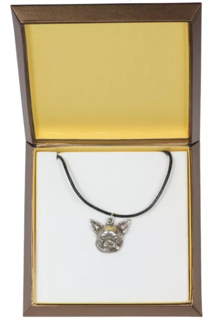 Chihuahua - Silver Plated Necklace with A Dog IN A Box Art Dog
