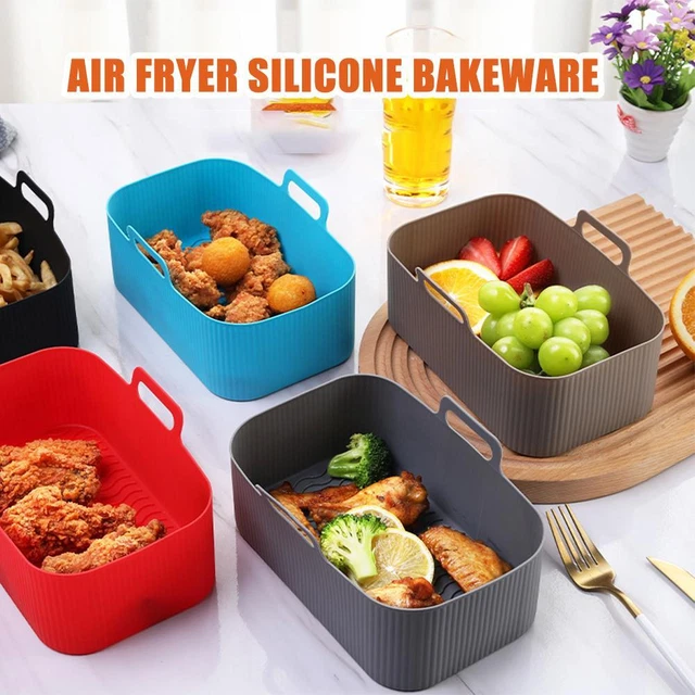 Freidora de aire olla de silicona horno rectangular freidora de aire bandeja para hornear silicona molde soltero