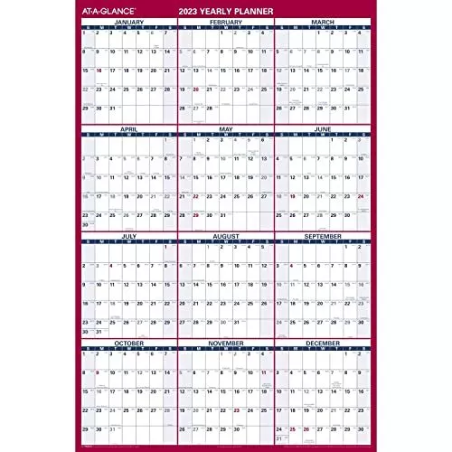 AT-A-GLANCE 2023 Erasable Calendar, Dry Erase Wall Planner, 48" x 32", Jumbo,...