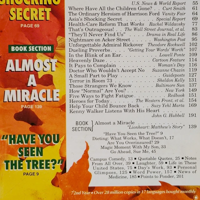 READER'S DIGEST OCTOBER 1993 Asia's Shocking Secret Vintage Magazine £4 ...