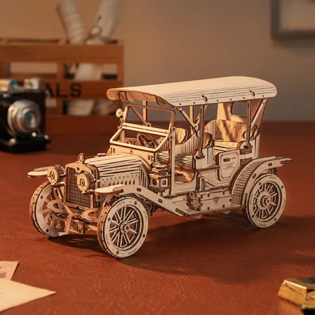 Diy Wooden Classic Car Puzzles Model Toy 3D Assembly Game for Kids Adult Gifts