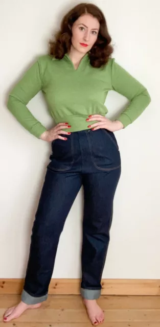 Jeans da donna blu Freddies of Pinewood vecchio stile texsuns anni 50, 32R, 34R