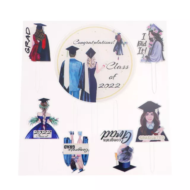 7 Pcs Graduation Cake Inserts Picks Dessert Toppers Decorate