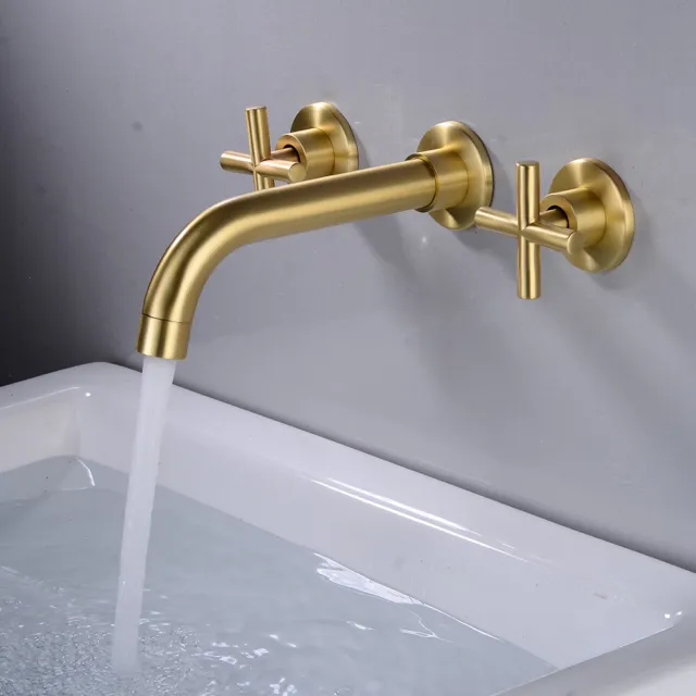 Bathroom Basin Antique Brass Sink Tub Faucet Dual Handle Mixer Tap Wall Mount US