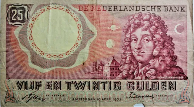 Nederlande / Niederlande - 25 Gulden 1955 - Banknote - Erhaltung: 4-5