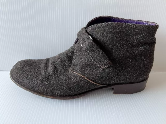 Ralph Lauren Gray Boiled Wool Ankle Booties, Size 6.5 (US) 36.5 (EUR)