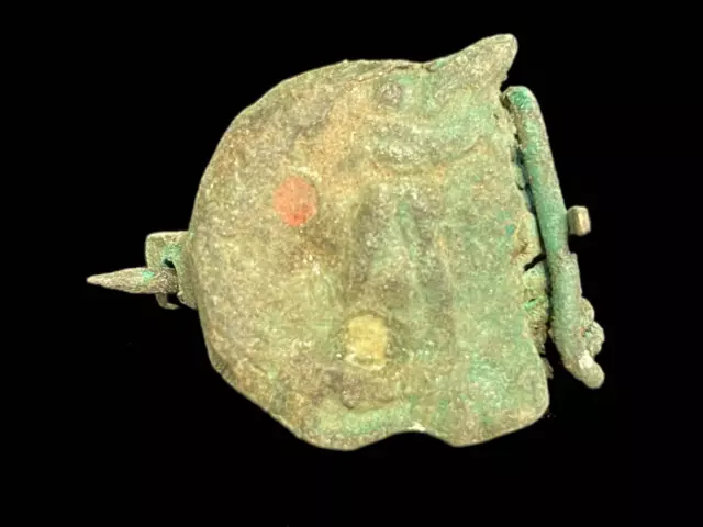 Ancient Roman Bronze Coloured Enamelled Fibula Brooch Ca 200-300 Ad (13)