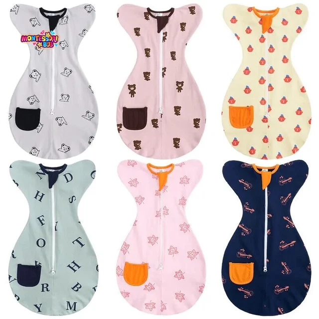 Baby Sleeping Bags Anti-Shock Cotton Printed Sleepsacks Swaddling Blanket  1-9m