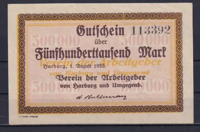 Harburg  -  Verein der Arbeitgeber  -  500 Tausend Mark  (2392)