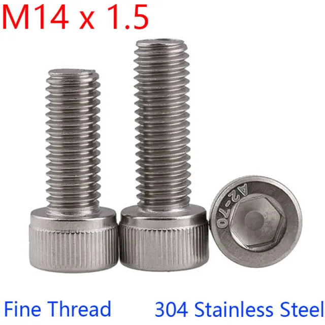 M14 - 1.5 Hilo fino 304 Cabezal de enchufe de acero inoxidable Tapas Tornillos Métrico DIN 912