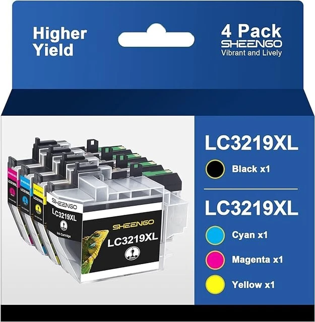 SHEENGO 4PACK LC3219XL Ink Cartridges For Brother Printer Black