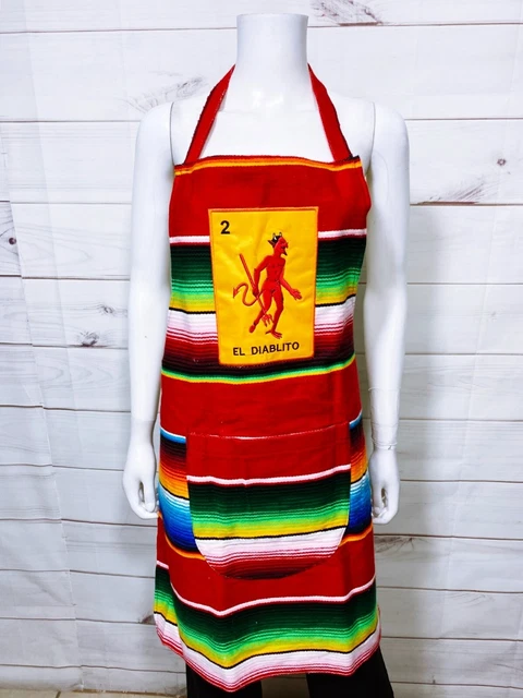 Mexican Sarape Bingo Game El Diablito Unisex Apron Juego de Loteria Mandil