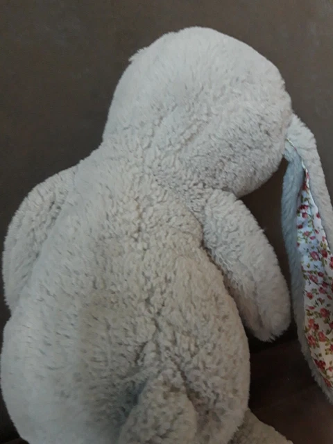Doudou peluche Lapin Gris Oreilles Pattes Imprimé Fleurs  Connaîts Pas la Marque 4
